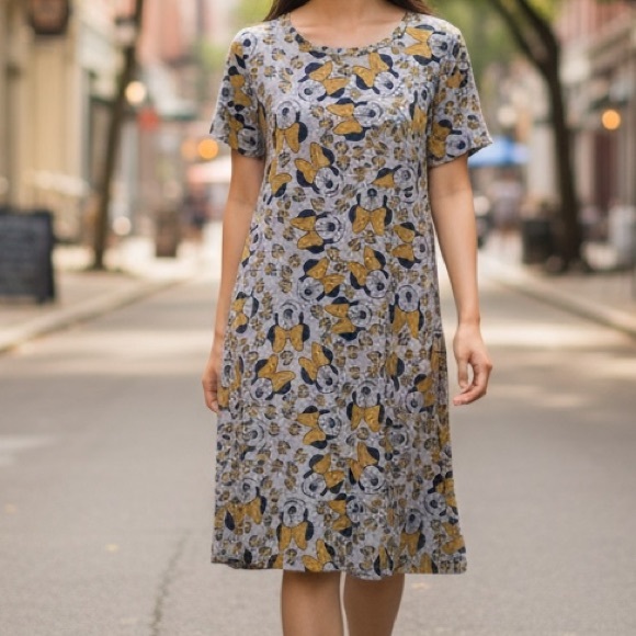 LuLaRoe Dresses & Skirts - LuLaRoe Disney Minnie Mouse Floral Midi Dress | Blue & Yellow | Size S